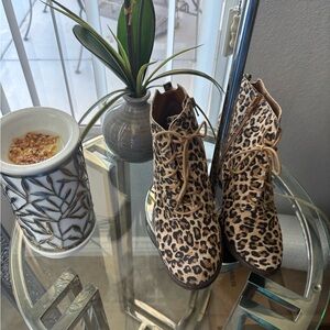 Lucky Brand Leopard Lace-Up Boots